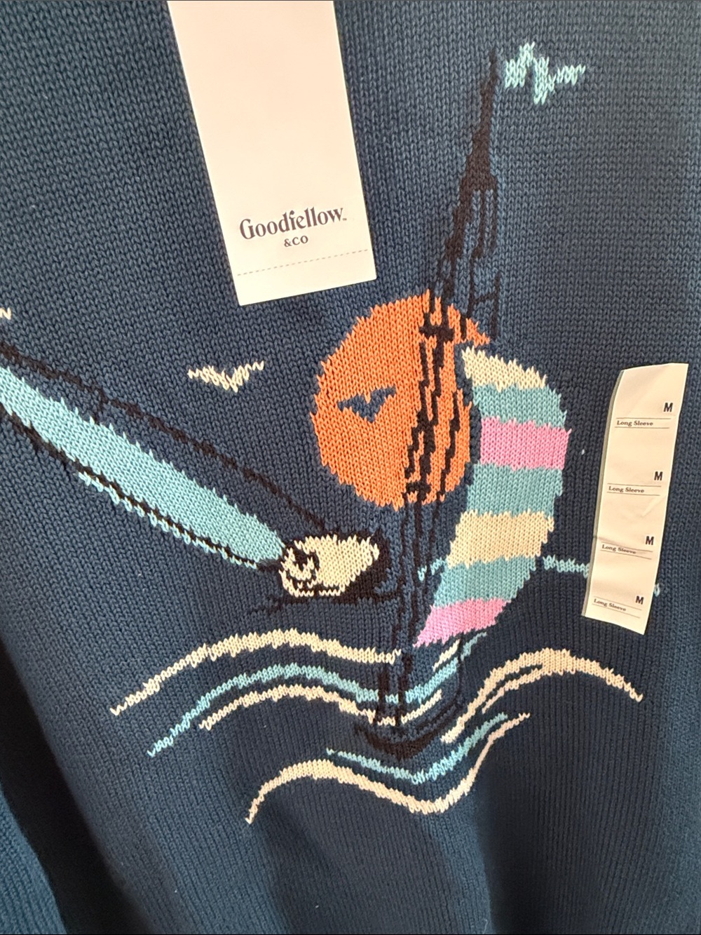 Goodfellow & Co Teal Crewneck Sweater with Sailboat Graphic - Picture 3 of 3